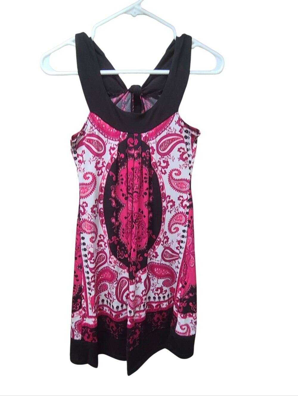 Vanity Pink Paisley Mini Dress Pleated Size Small Y2K